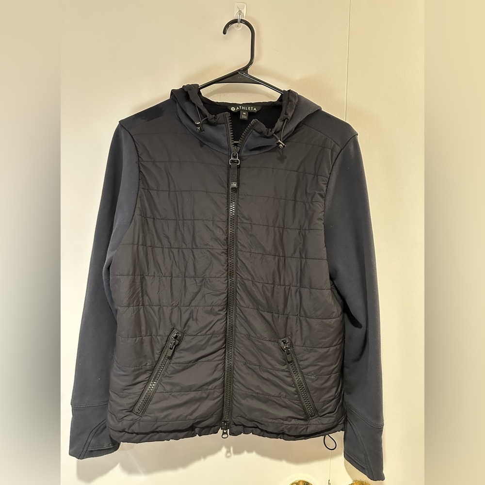 Athleta Womens Black Hooded Zip-up